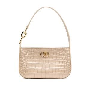 MCM Travia Shoulder Bag Gold Croco Embossed with 24K Gold Plated Logo NWT